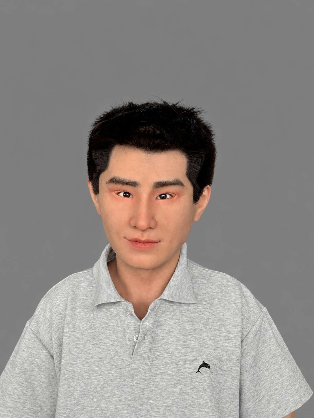 Silicone Mask of a Chinese Woman with Short Hair and Asian Features
