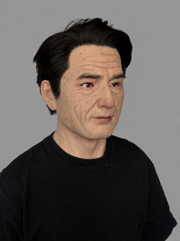 Realistic Elderly Face Jesa Silicone Mask (Black Hair)