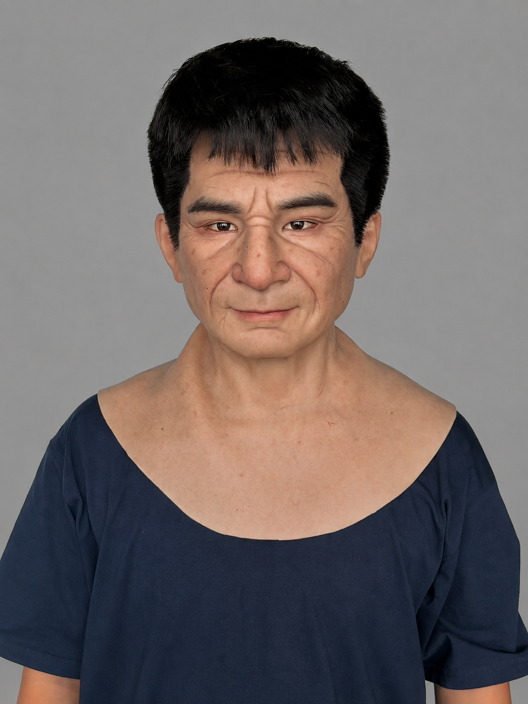 Realistic Senman Black-Haired Silicone Mask (Aged Face Silicone Mask)