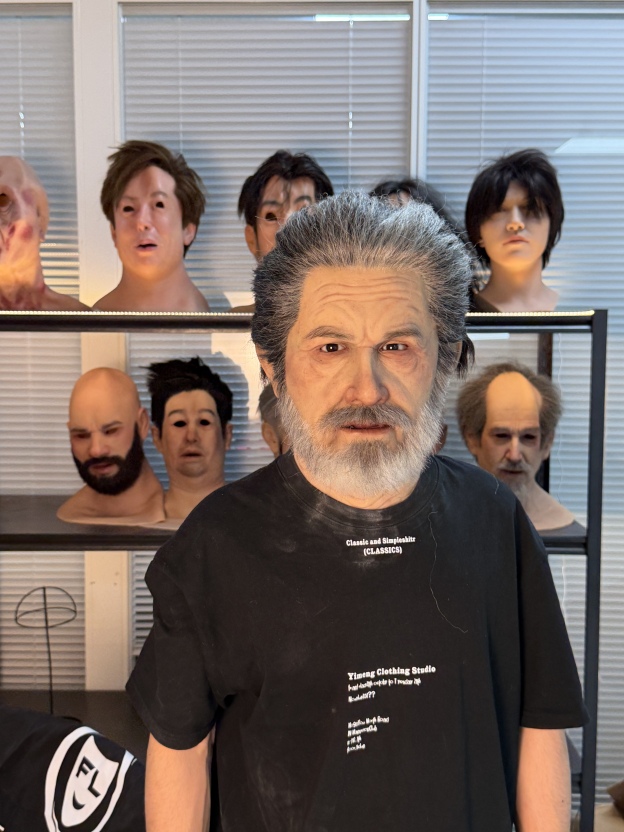 Gray hair silicone mask for cosplay and film FX