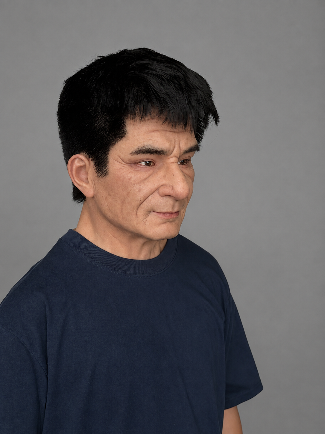 Realistic Senman Black-Haired Silicone Mask (Aged Face Silicone Mask)
