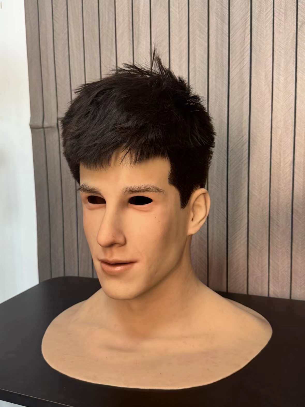 handsome silicone mask close up texture