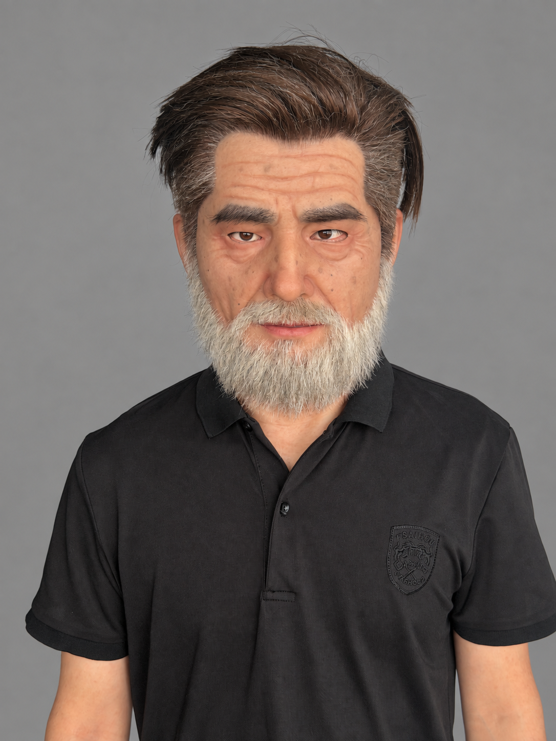 Realistic silicone old man mask with hair and beard