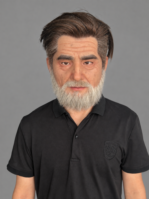 Realistic silicone old man mask with hair and beard