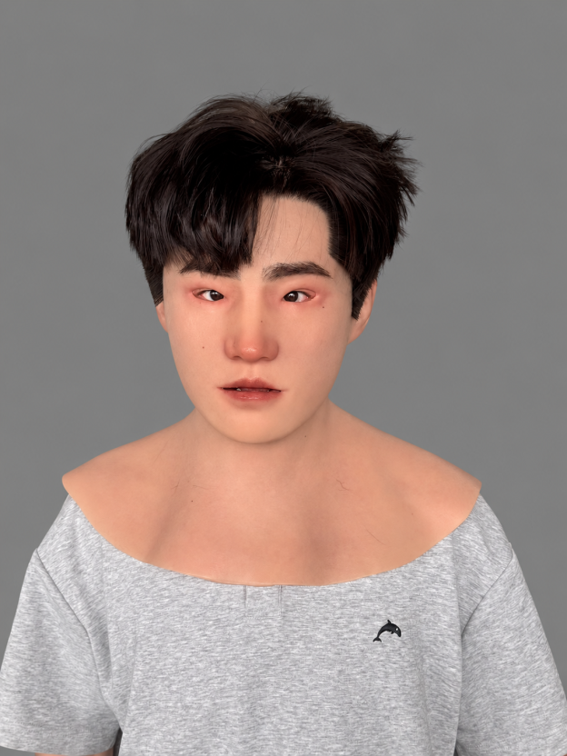 Handsome Asian-Featured Silicone Mask, for Film and TV Costumes