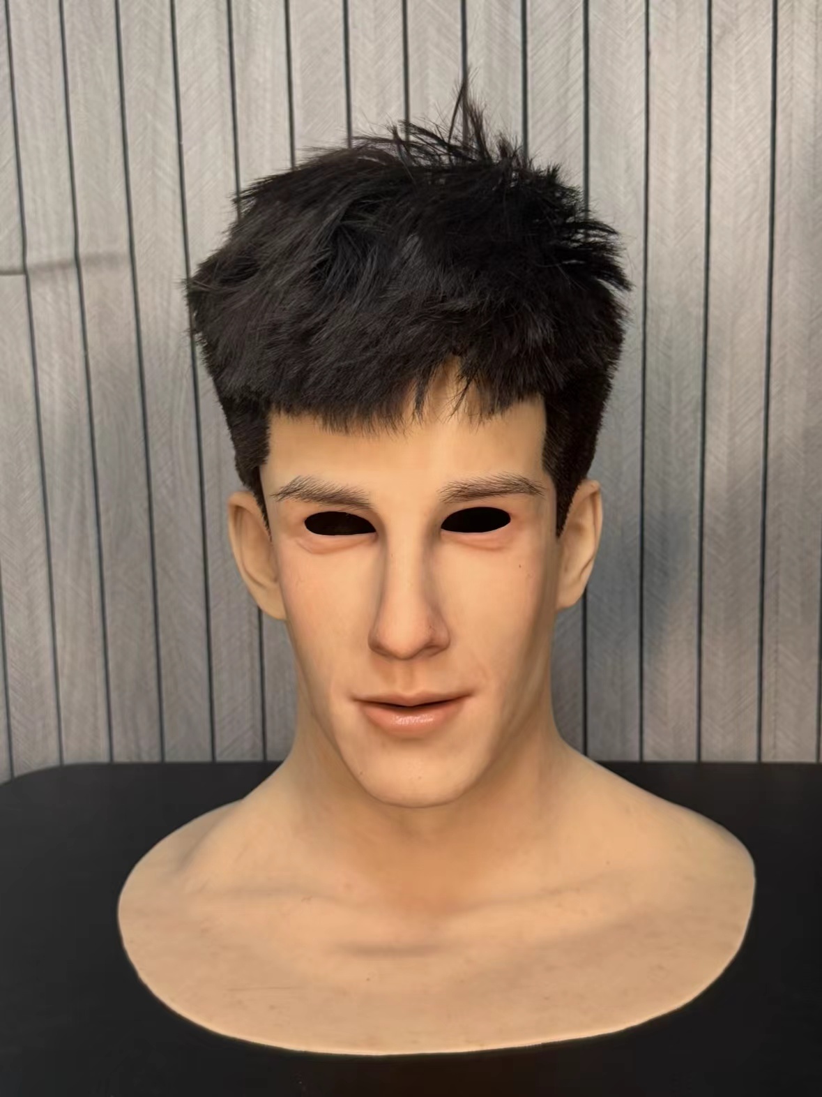 handsome silicone mask close up texture