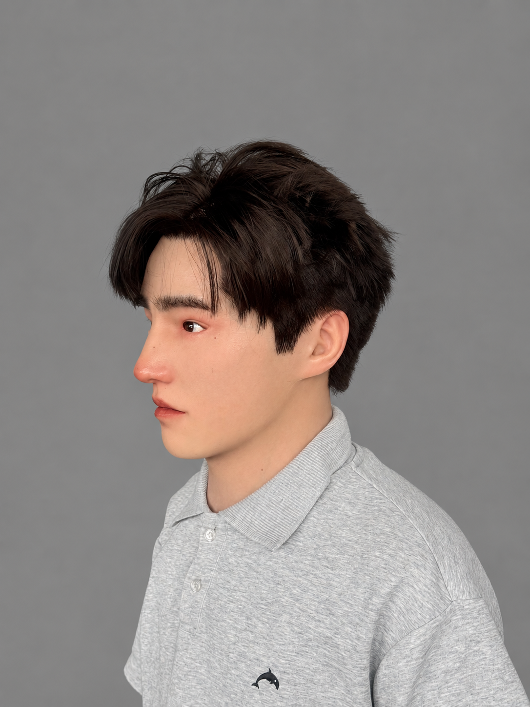 Handsome Asian-Featured Silicone Mask, for Film and TV Costumes