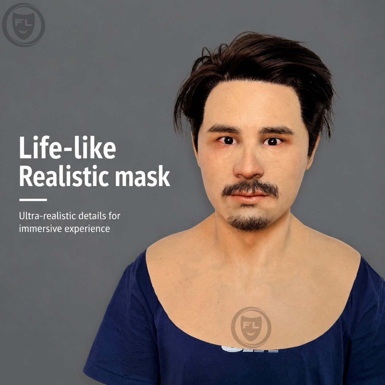 realistic Asian male silicone mask front view