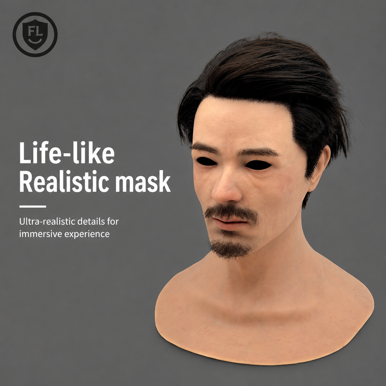 hyper realistic Asian male disguise mask for film