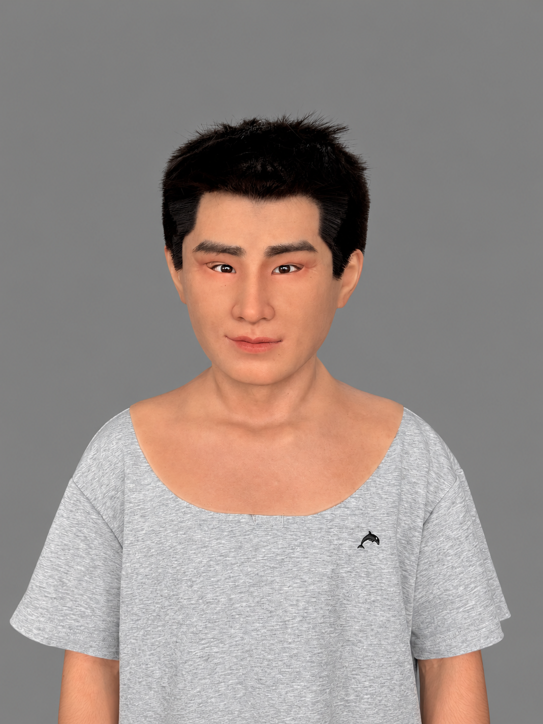 Silicone Mask of a Chinese Woman with Short Hair and Asian Features