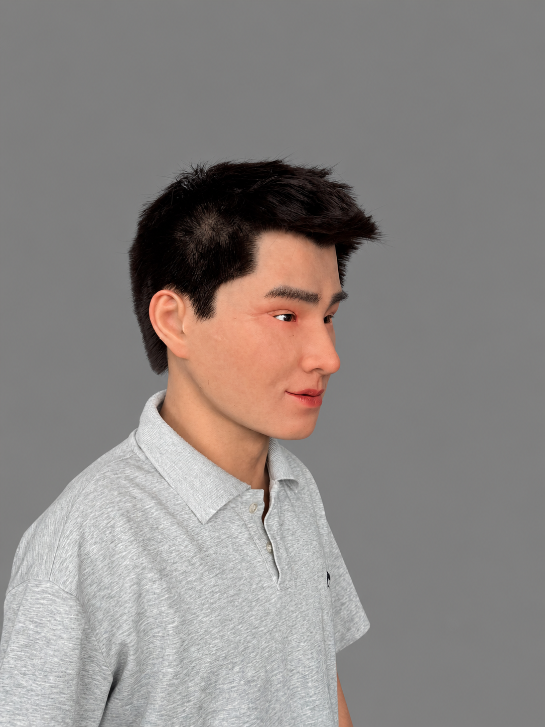 Silicone Mask of a Chinese Woman with Short Hair and Asian Features