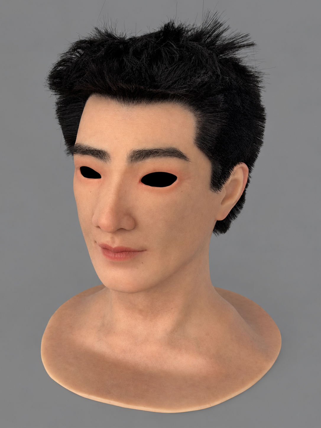 Silicone Mask of a Chinese Woman with Short Hair and Asian Features