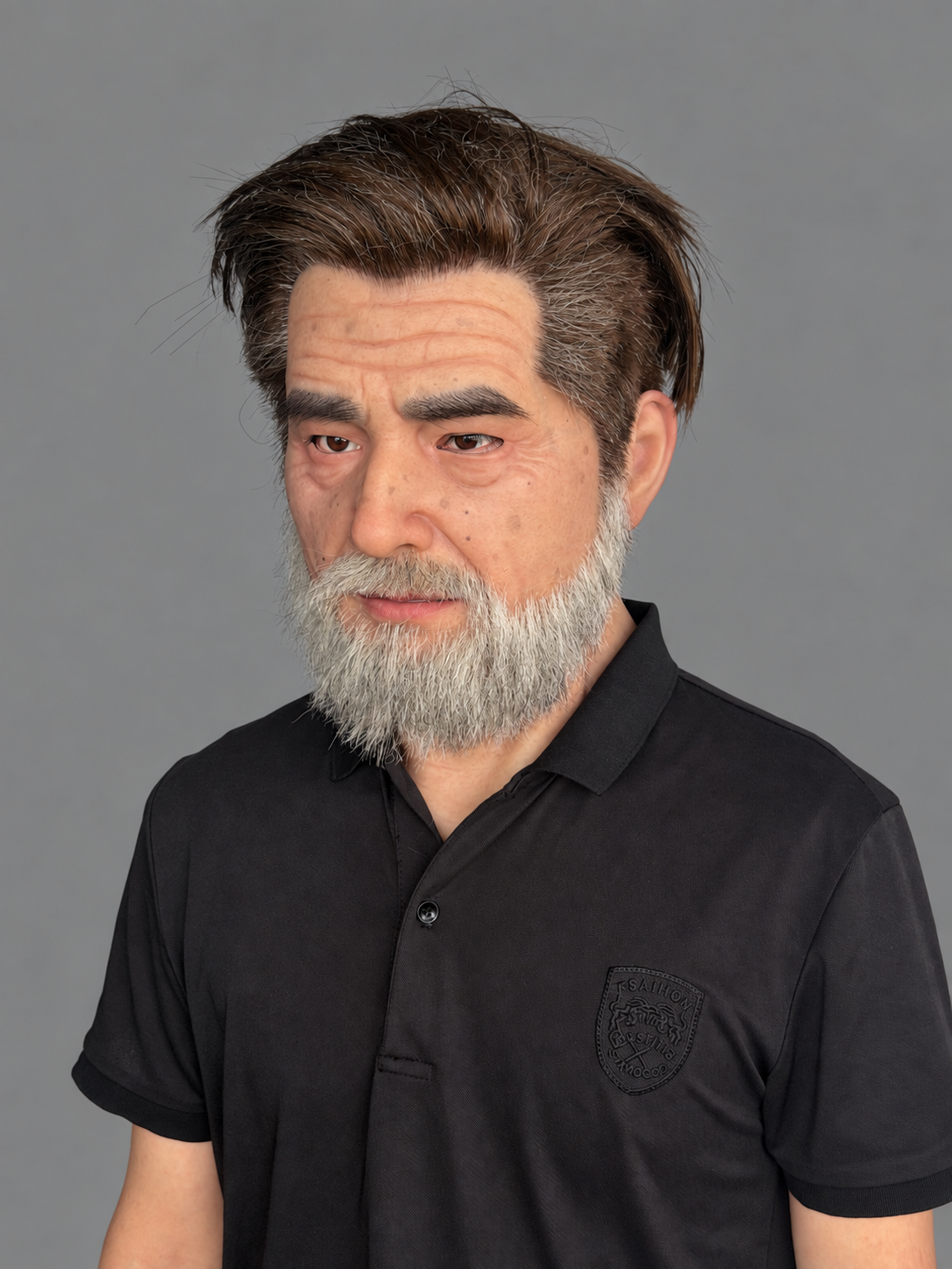 Realistic silicone old man mask with hair and beard