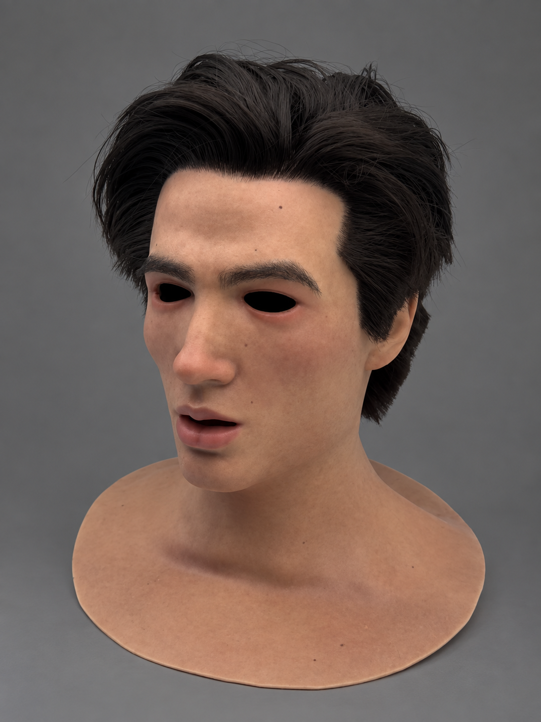 Realistic silicone masks featuring Western-style faces and hairstyles