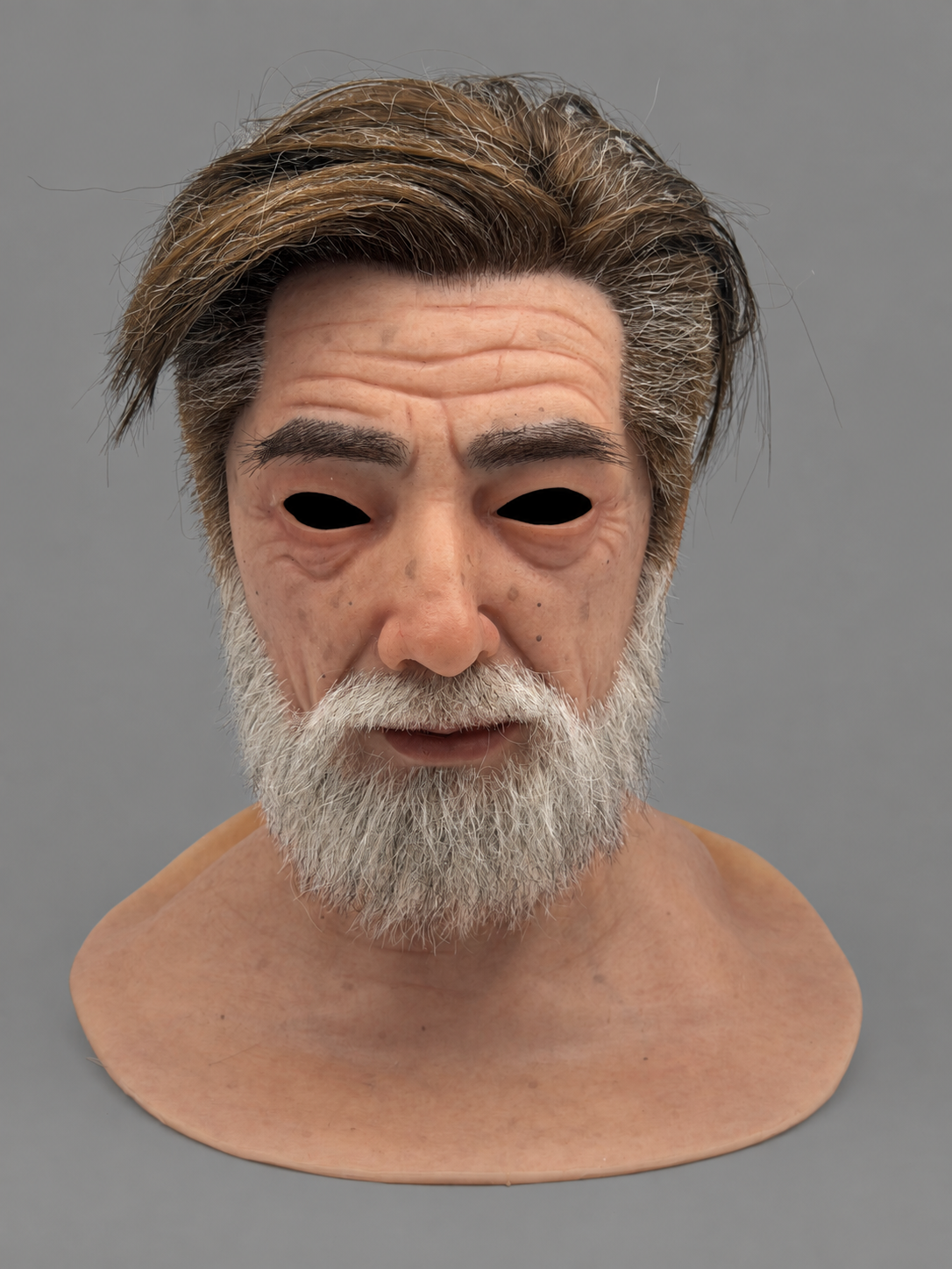 Realistic silicone old man mask with hair and beard