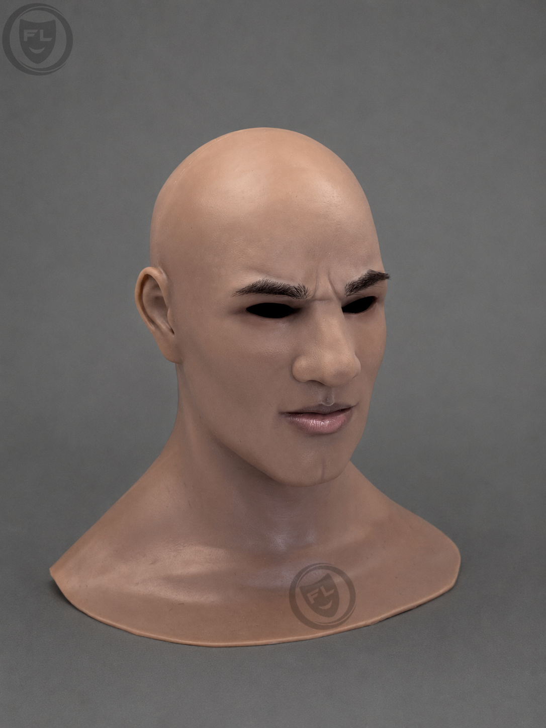 full head bald silicone mask left side profile