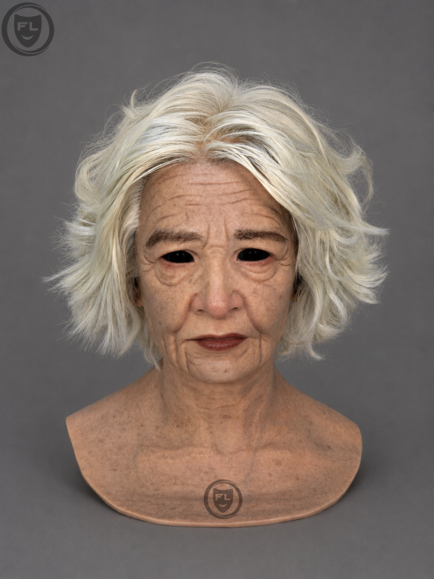 realistic elderly woman silicone mask front view