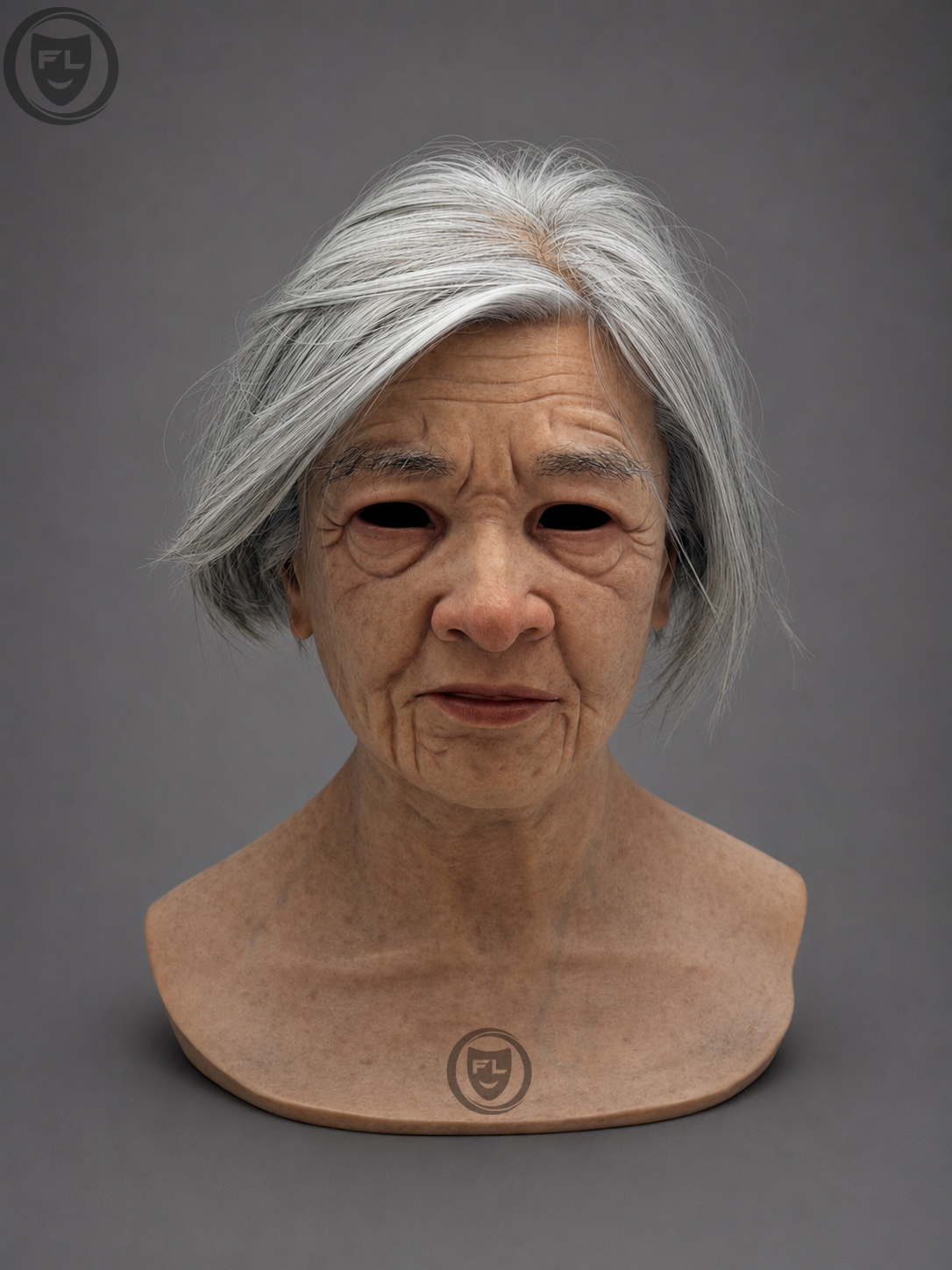 realistic elderly woman silicone mask front view