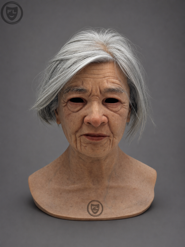 realistic elderly woman silicone mask front view