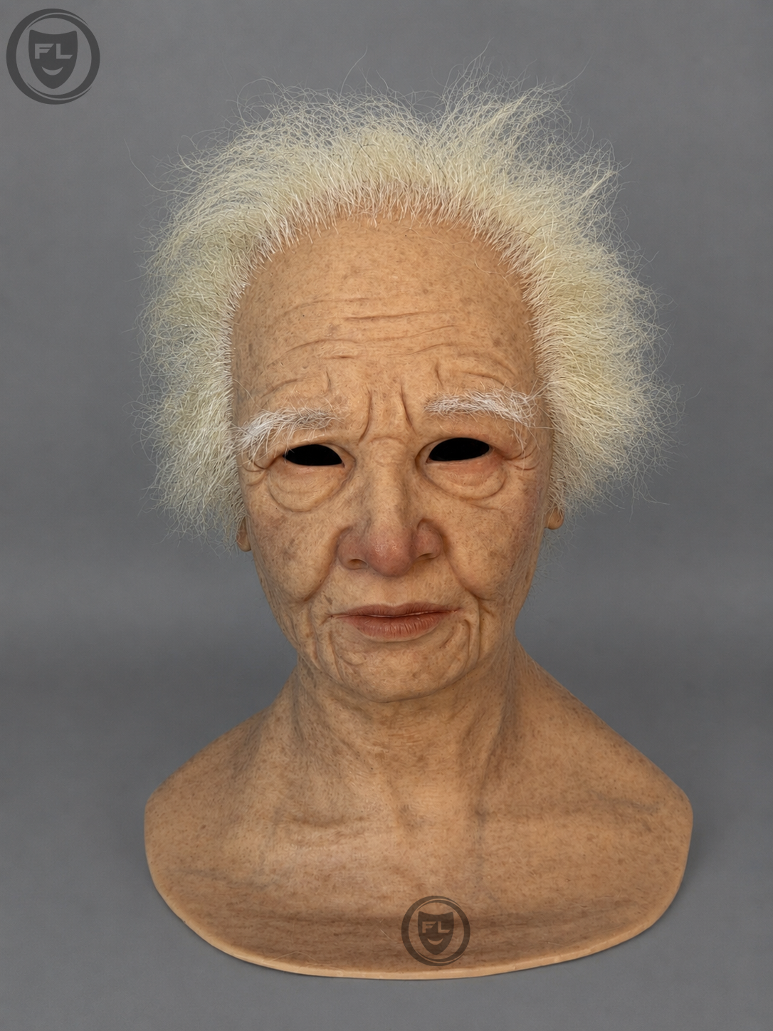 realistic elderly woman silicone mask front view