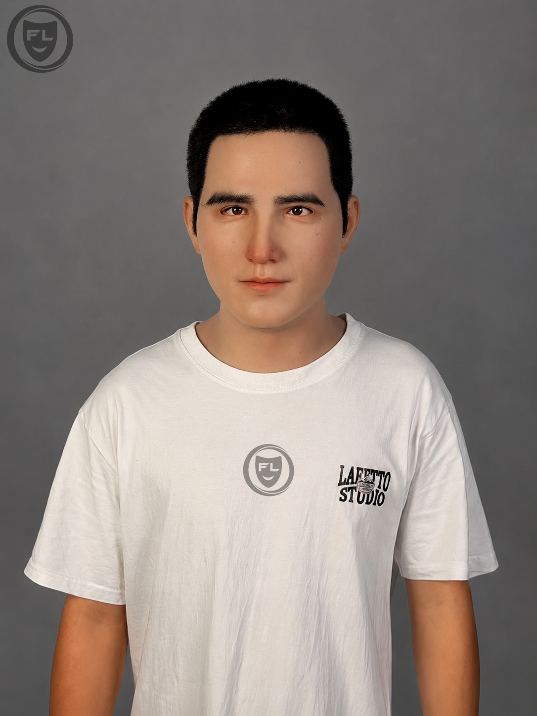 Ethan silicone mask showing realistic face and extended neck coverage