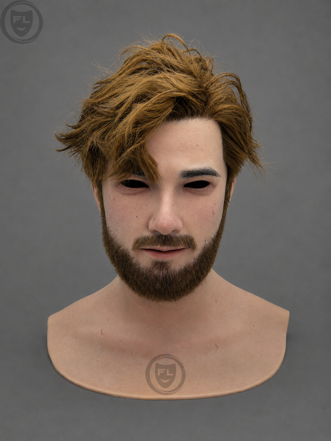 realistic brown hair silicone mask front view