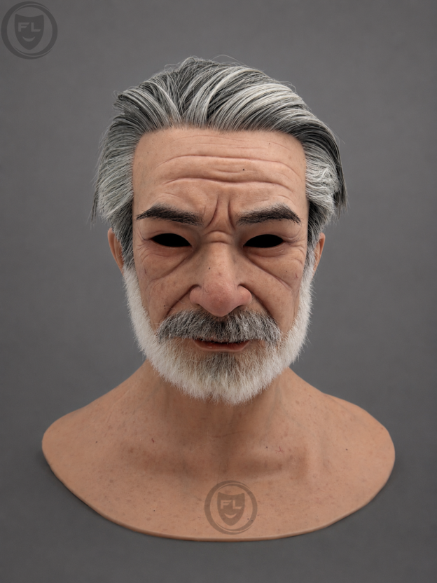 elderly movie prop mask left side profile