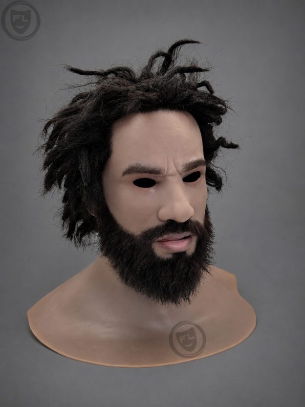 wild bearded movie prop mask left side profile