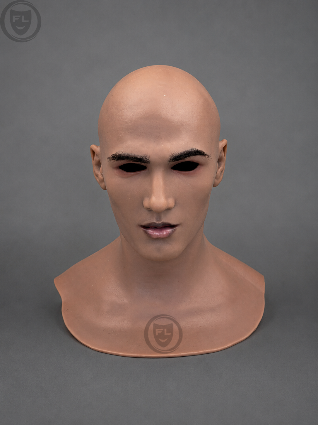 realistic bald male silicone mask front view