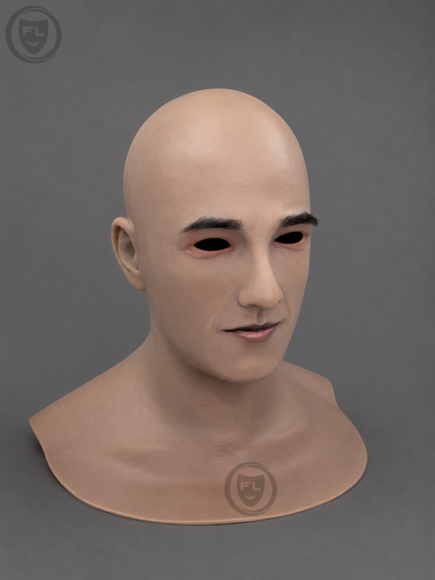 young bald movie prop mask left side profile