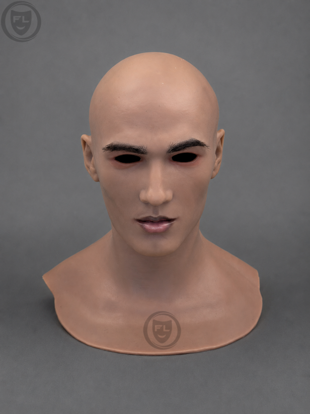 bald male silicone mask front view