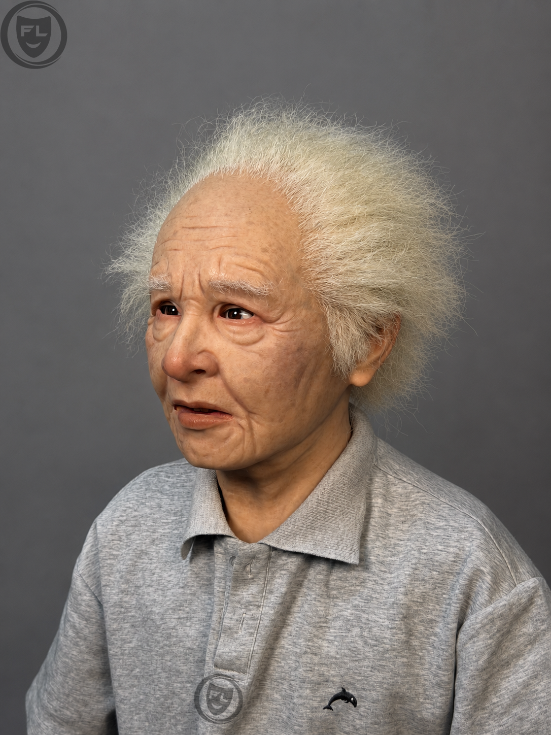 film production silicone mask worn side view