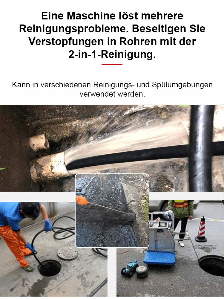 【Blitzsaubere Rohre】 „Wasser-Ratte“ Hochdruck-Rohreinigungs-Set! ✈️Der starke Rückstrahl-Effekt treibt die Düse tief in das Abflussrohr – wie eine Ratte frisst sie sich durch hartnäckiges Fett und Ablagerungen🌟