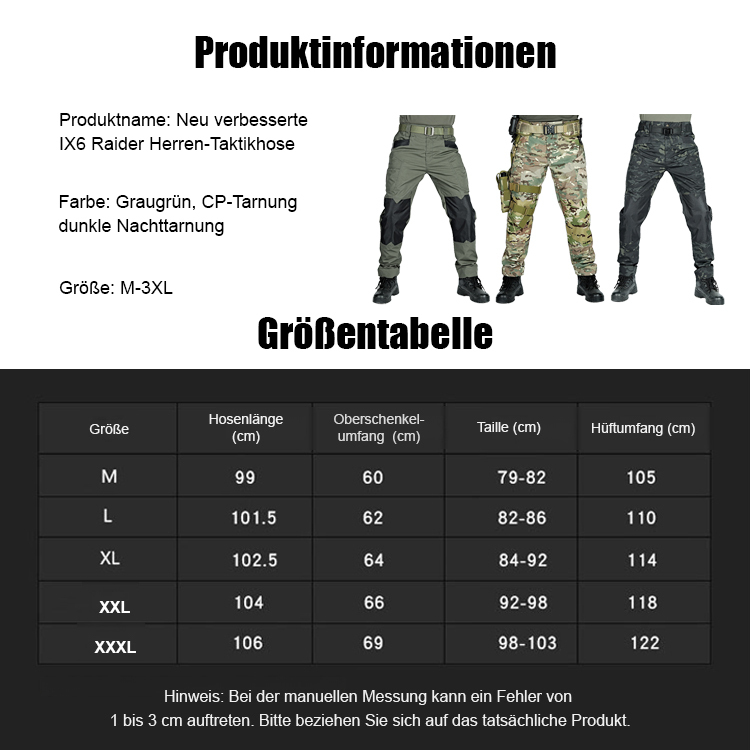 Wasserdichte und verschleißfeste IX6 Raider Herren-Taktikhose, Erhöht den Komfort um das 5-fache im Vergleich zu herkömmlichen Modellen!💥