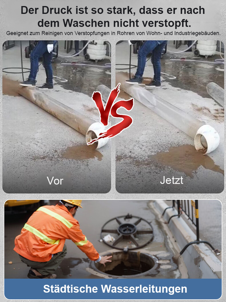 【Blitzsaubere Rohre】 „Wasser-Ratte“ Hochdruck-Rohreinigungs-Set! ✈️Der starke Rückstrahl-Effekt treibt die Düse tief in das Abflussrohr – wie eine Ratte frisst sie sich durch hartnäckiges Fett und Ablagerungen🌟