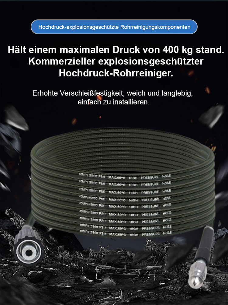 【Blitzsaubere Rohre】 „Wasser-Ratte“ Hochdruck-Rohreinigungs-Set! ✈️Der starke Rückstrahl-Effekt treibt die Düse tief in das Abflussrohr – wie eine Ratte frisst sie sich durch hartnäckiges Fett und Ablagerungen🌟