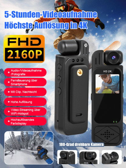 Deutschlands erste Mini-Bodycam mit KI-Pixel-Regeneration! 🎁In 2 Monaten zum Profi-Content – visuelle Videoqualität verdoppelt, gestochen scharf wie eine Spiegelreflexkamera! Aufgrund der enormen Nachfrage: Abgabe nur 3 Stück pro Person‼️