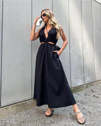 Resort Linen Cutout Midi Dress