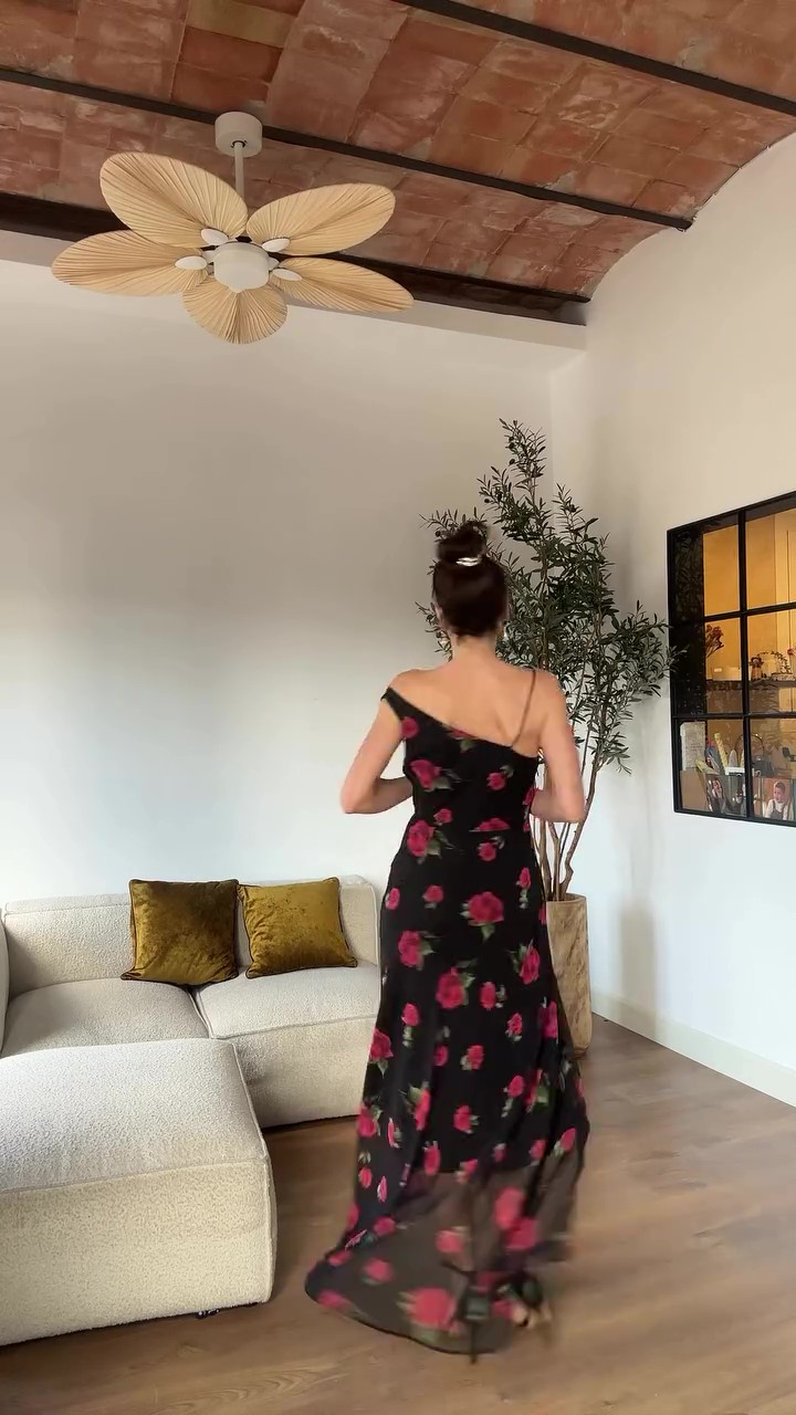 Ruffled floral print dress