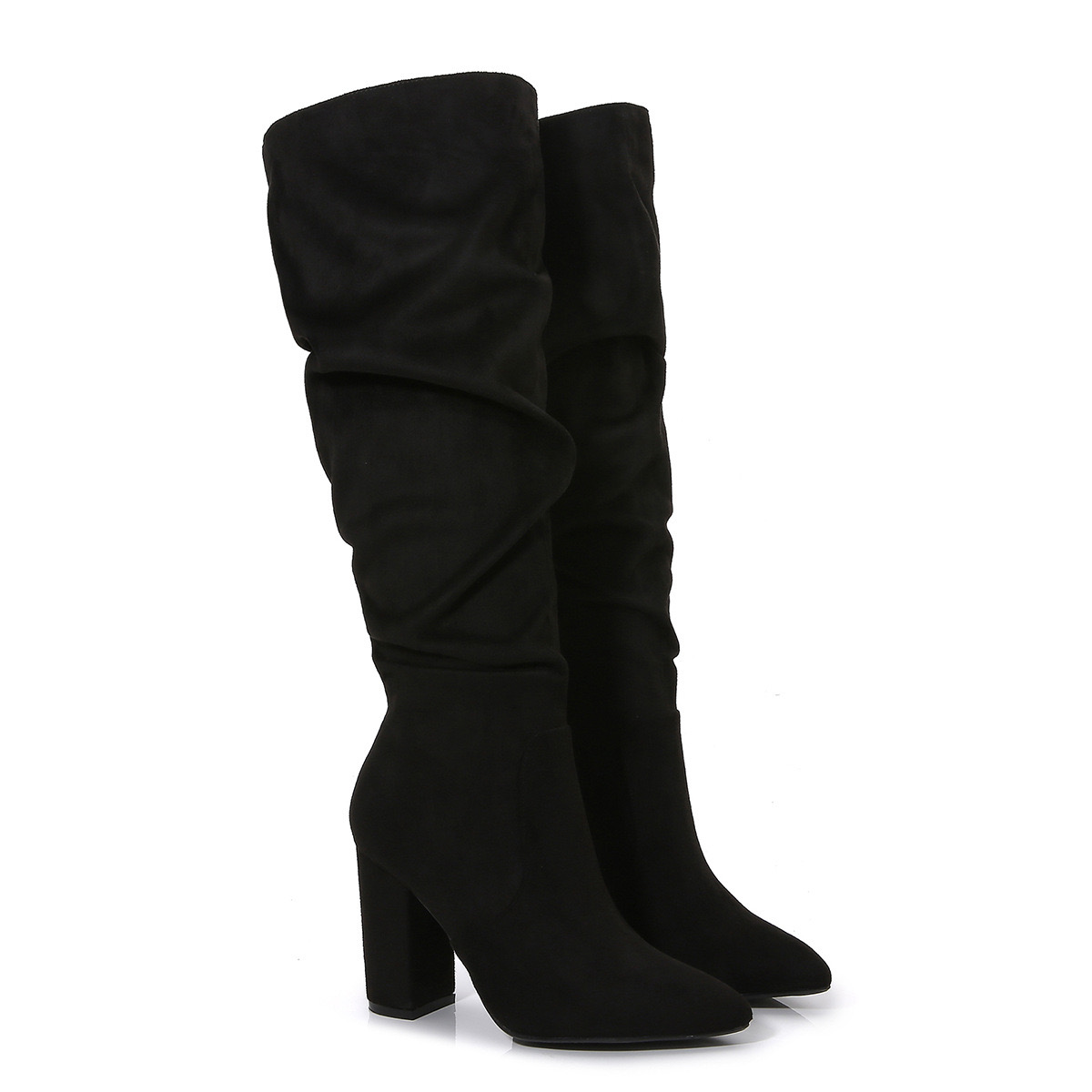 Reyna Square Toe Platform Knit Boots - Black
