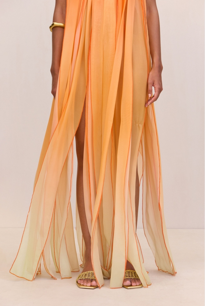 Floor-length gradient hollow dress