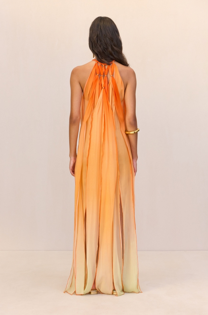 Floor-length gradient hollow dress