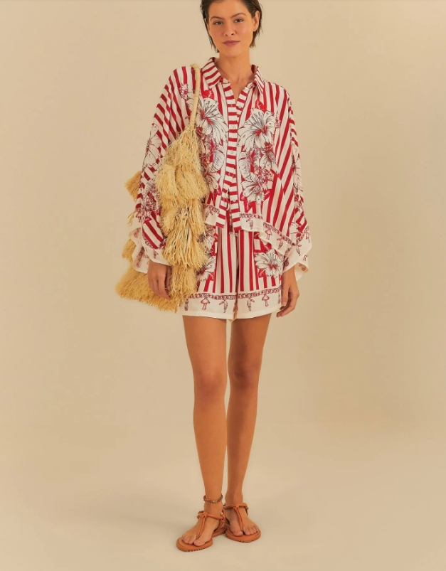 Tropical aurora print shorts