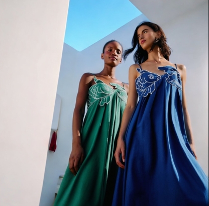 Fish Top Linen Blend Maxi Dress-CALLISTARI