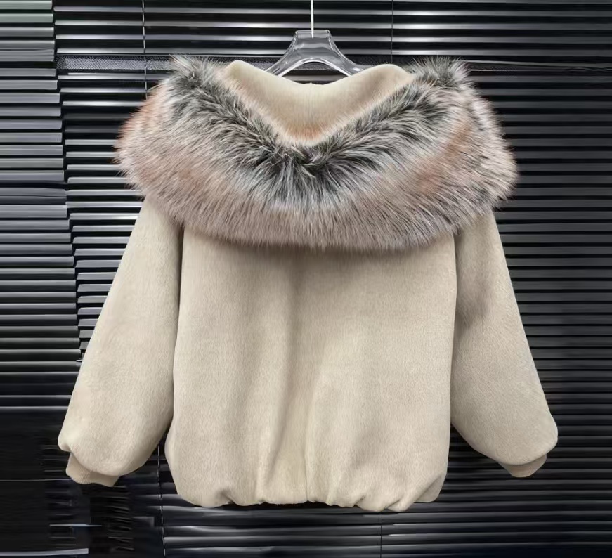 Luxury Faux Fur Hooded Wool-Blend Coat