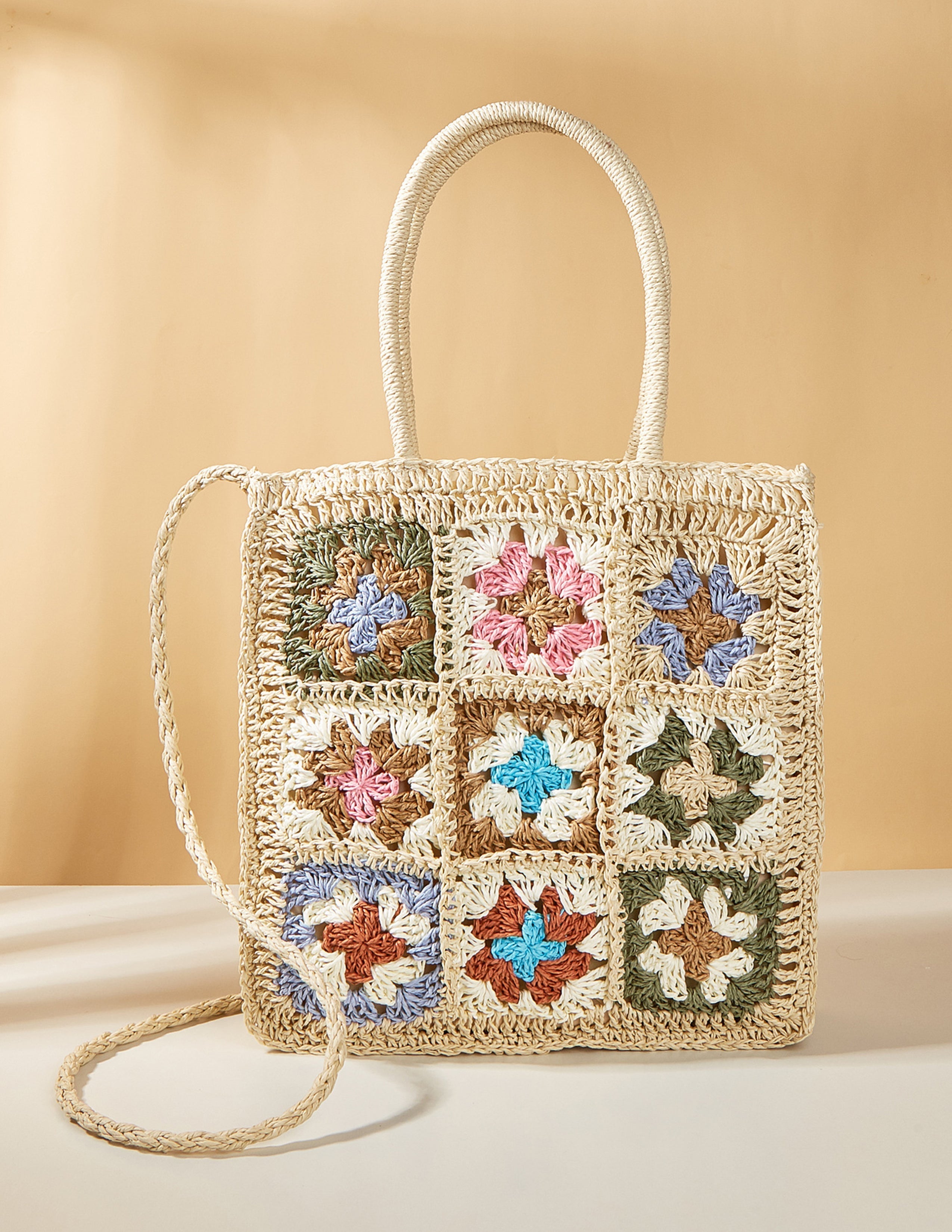 Colored Flower Woven Straw Bag-CALLISTARI