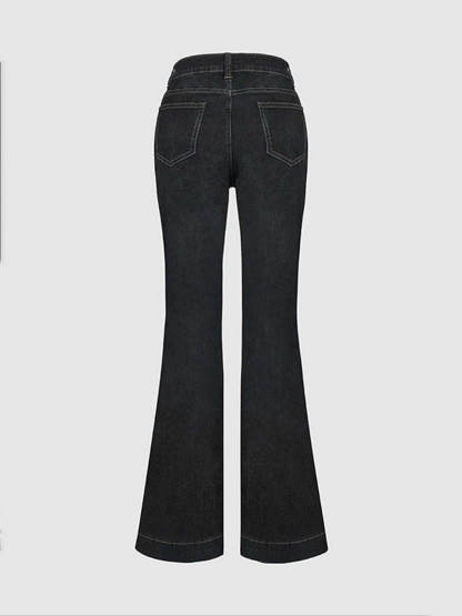 Stylish High-Waisted Patchwork Flared Jeans-CALLISTARI