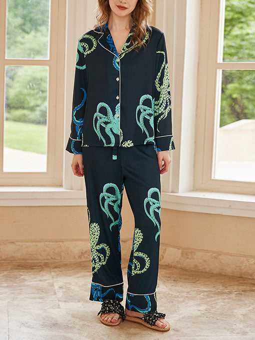 Octopus Print Pajama Set-Mesadic