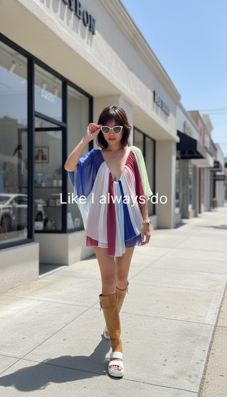 Color Block Print V-Neck Sheer Color Block Short Set product image 2