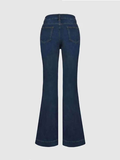 Stylish High-Waisted Patchwork Flared Jeans-CALLISTARI